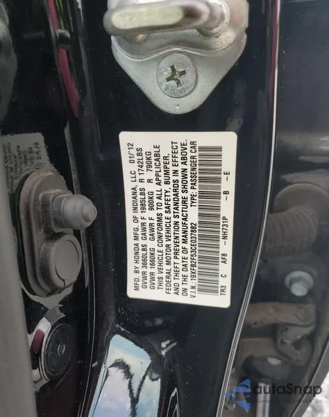 2012 Honda Civic Lx from USA, damaged, VIN 19XFB2F53CE037882